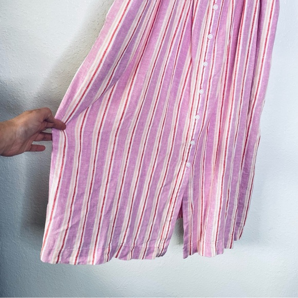 Universal Thread NEW Linen Blend Striped Button Front Tie Straps Sundress XXL - Picture 4 of 8